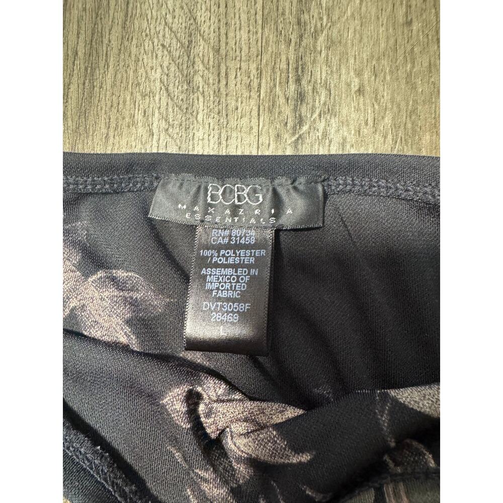 Y2K BCBG Black A-Line Skirt with Blush Floral Print - Picture 3 of 4